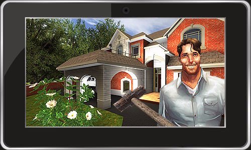 Fix My House — a smiling renovator with a hammer in front of a fixer-upper home